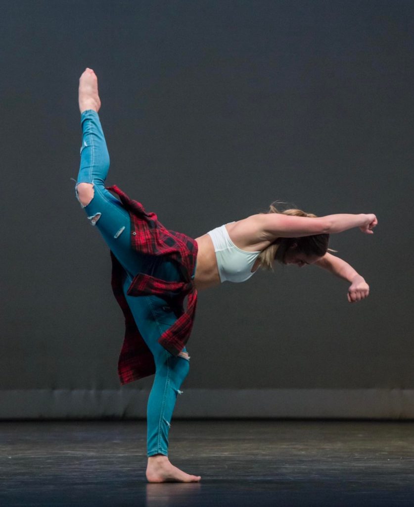 Contemporary dancer on stage